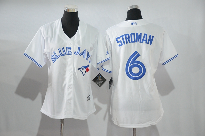 Womens 2017 MLB Toronto Blue Jays #6 Stroman White Jerseys->women mlb jersey->Women Jersey